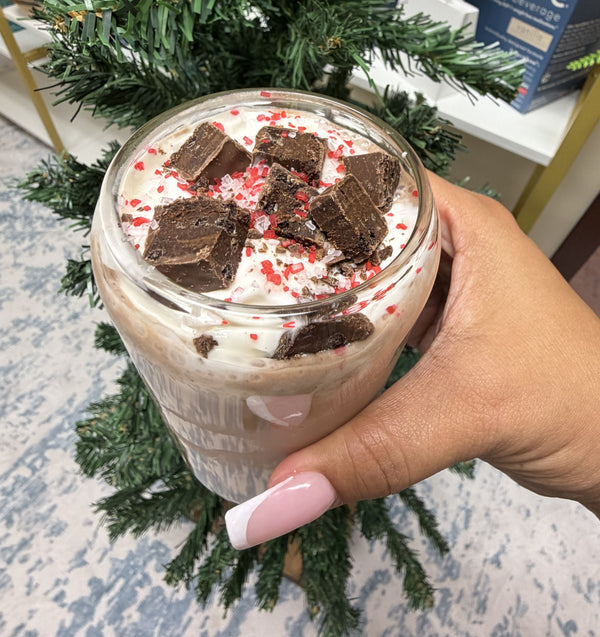 Candy Cane Caramel Protein Frosty recipe